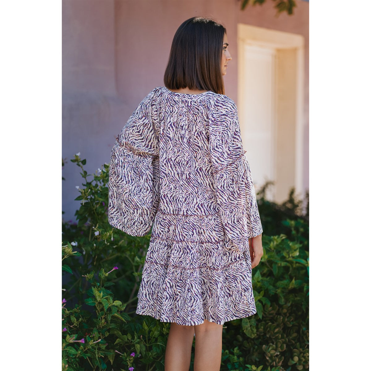 Boho Animal Print Tiered Summer Dress